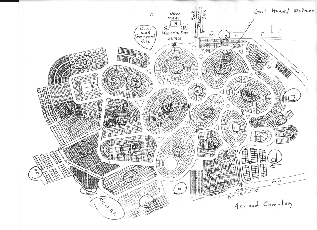 Ashland Cemetery Diagram, 1518 Belmont St, Ashland, KY 41101