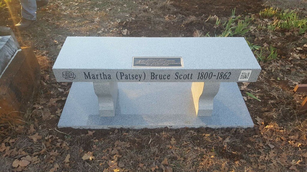Martha Patsey Bruce Scott memorial bench
