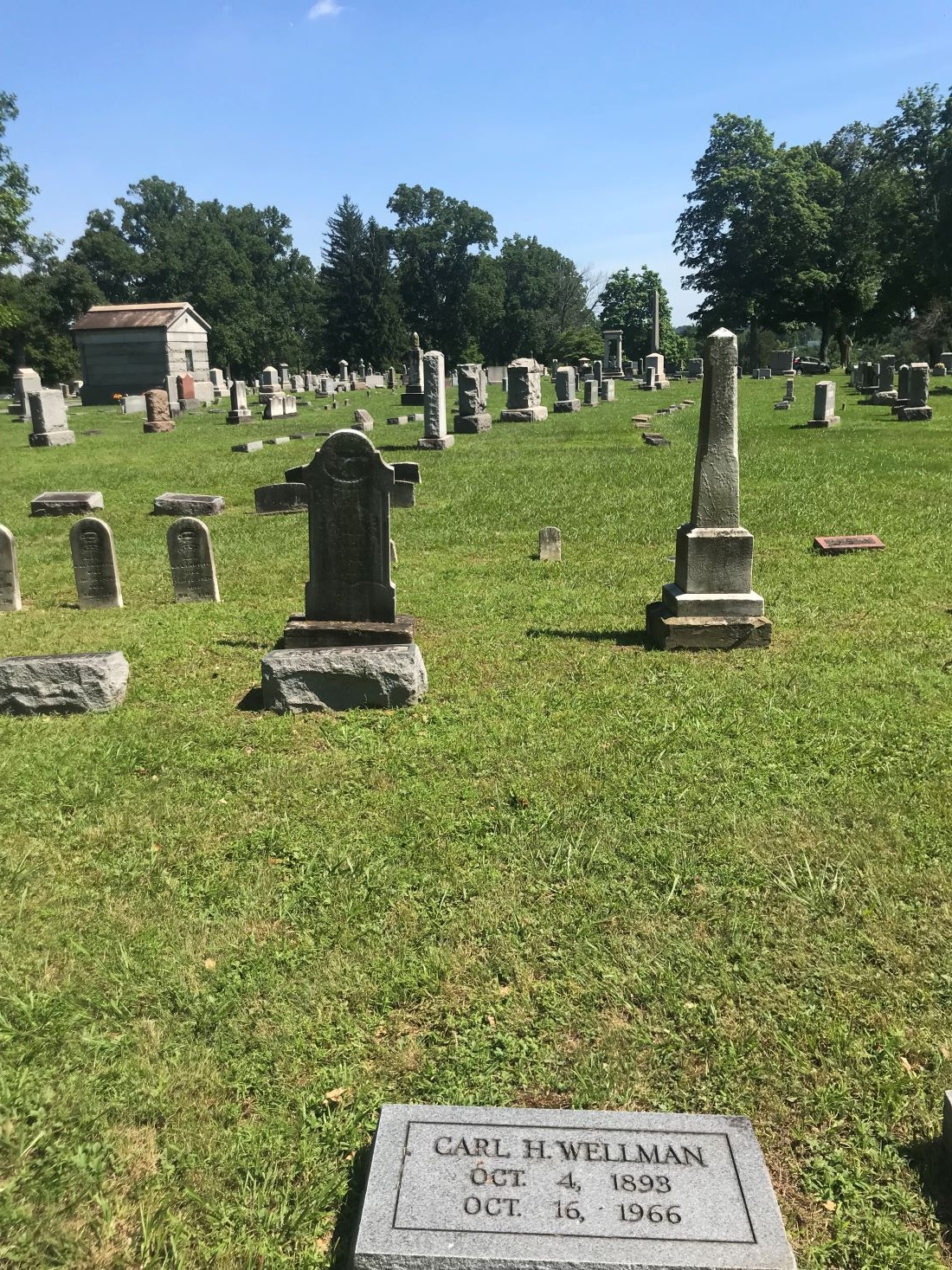 Carl H Wellman memorial at Ashland Cemetery, Ashland, Kentucky