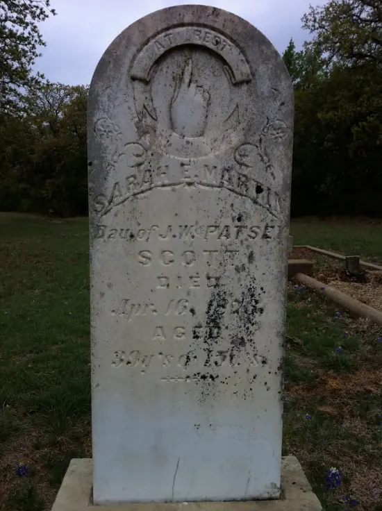 Daughter of James Williams and Martha (Patsey) Bruce Scott died April 16